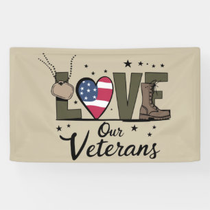 Love Our Veterans Day Proud Military Veteran Day Banner