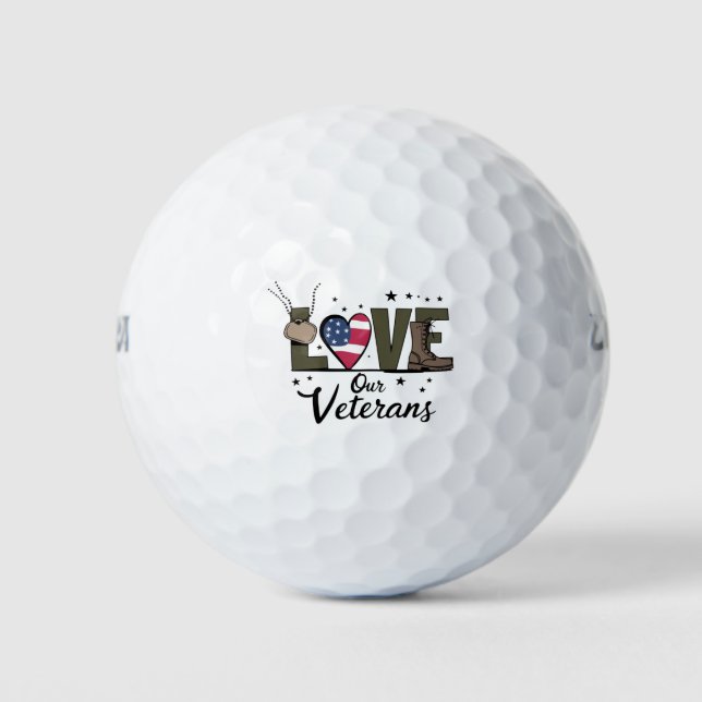 Love Our Veterans Day Proud Military Veteran Day  Golf Balls (Front)
