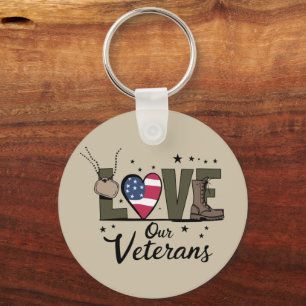 Love Our Veterans Day Proud Military Veteran Day Key Ring