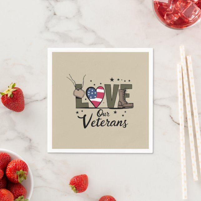 Love Our Veterans Day Proud Military Veteran Day  Napkin (Insitu)