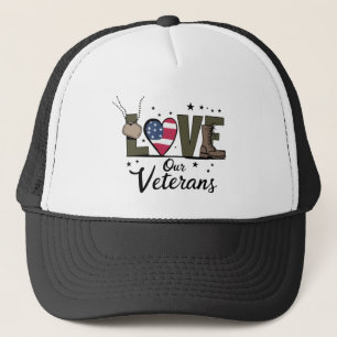 Love Our Veterans Day Proud Military Veteran Day Trucker Hat