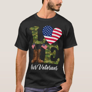Love Our Veterans Usa Flag Heart Patriotic Army Mi T-Shirt