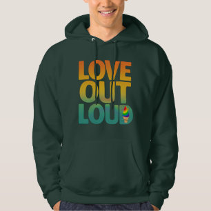 Love Out Loud Retro Pride Typography Design Hoodie