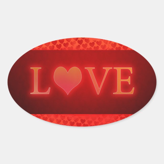 Love Oval Sticker (Front)
