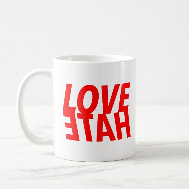 LOVE over HATE red hot graphic supreme ruler royal Coffee Mug (Left)