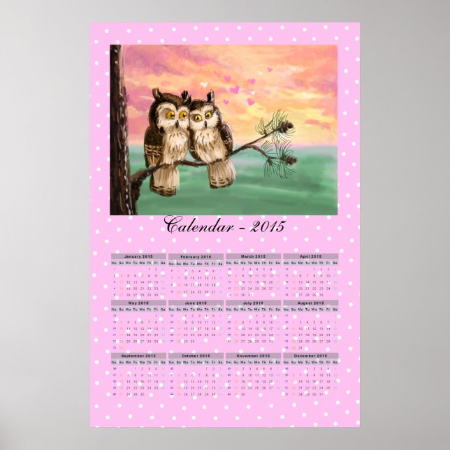 Love owls calendar 2015 poster (Front)