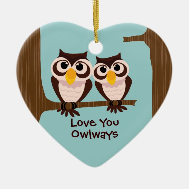 Love Owls Christmas Holiday Ornament (Front)