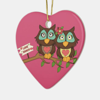 Love Owls design Gifts Ceramic Ornament