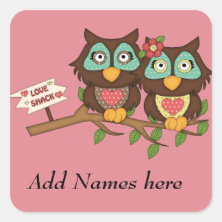 Love Owls design Labels Stickers