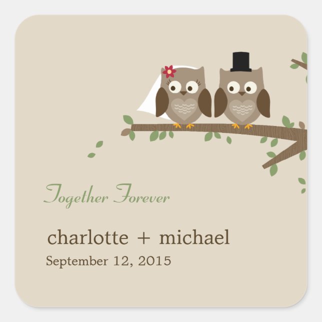 Love Owls Favour Sticker (Front)