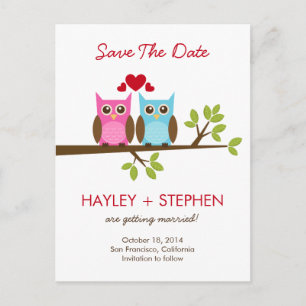 Love Owls Save The Date Card