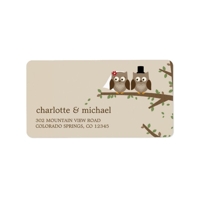 Love Owls Wedding Address Labels (Front)