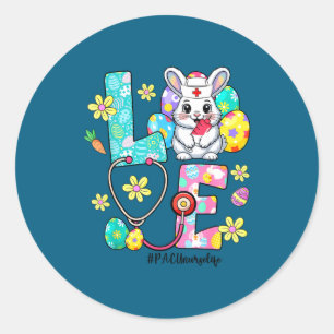 Love pacu nurse life bunny stethoscope easter classic round sticker