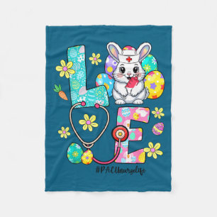Love pacu nurse life bunny stethoscope easter fleece blanket