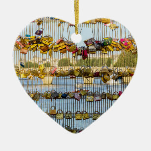 Love padlocks on Pont de Solferino - Paris, France Ceramic Ornament