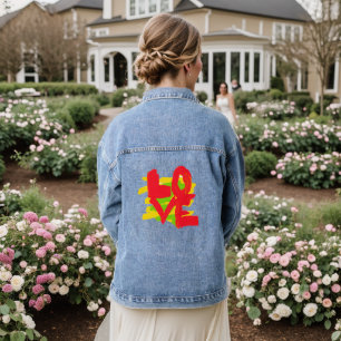 Love Paint Brushes Colourful Long Sleeve Denim Jacket