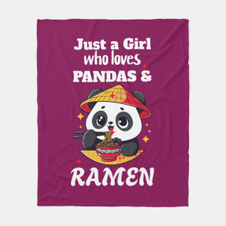 Love Pandas and Ramen (white text) Fleece Blanket