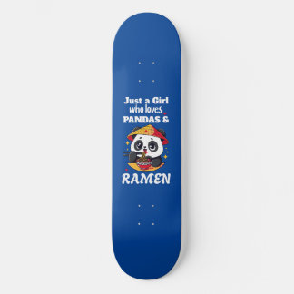 Love Pandas and Ramen (white text) Skateboard
