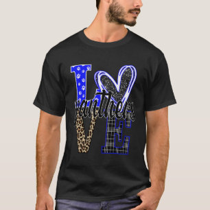 Love Panthers Mascot School Spirit Blue White Leop T-Shirt