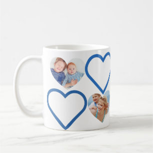 Love Papa Grandfather Blue Heart Photos Collage Coffee Mug