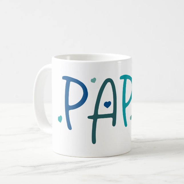 Love Papa Grandfather Typographic Hearts Coffee Mug (Front Left)