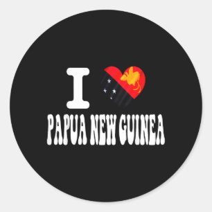 Love Papua NEW Guinea Heart Flag Retro Travel Classic Round Sticker