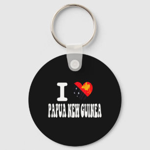Love Papua NEW Guinea Heart Flag Retro Travel Key Ring
