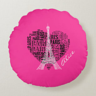 Love Paris Adorable Eiffel Tower Round Cushion
