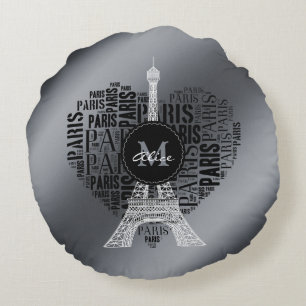 Love Paris Adorable Eiffel Tower Round Cushion