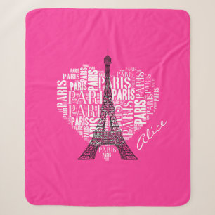 Love Paris Adorable Eiffel Tower Sherpa Blanket