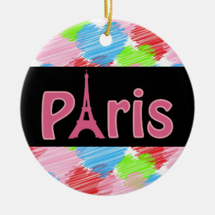 Love Paris Ceramic Ornament
