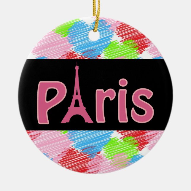 Love Paris Ceramic Ornament (Front)