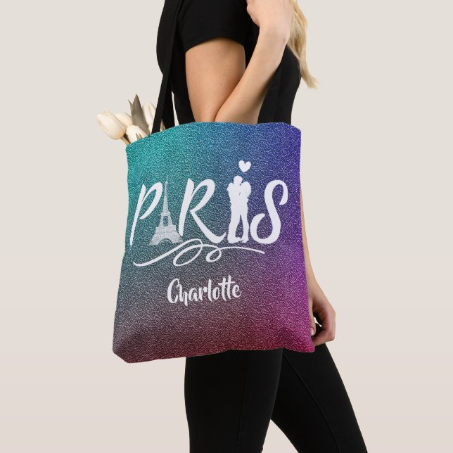Love Paris Eiffel Tower Super Cool Personalised Tote Bag (Close Up)