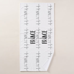 Love Paris France Black White Bath Mat Bath Towel