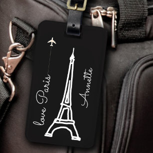 love Paris France Luggage Tag