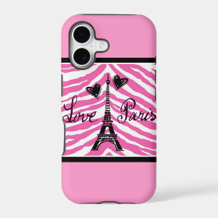 LOVE PARIS PINK ZEBRA EIFFEL TOWER HEART PRINT