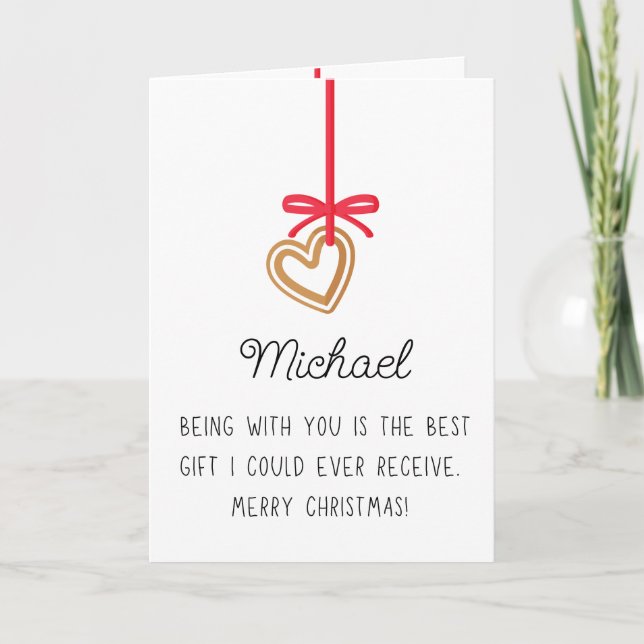 Love Partner Name Merry Christmas Holiday Card (Front)