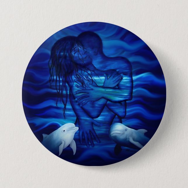 Love, Passion act - pair with Dolphin pair 7.5 Cm Round Badge (Front)