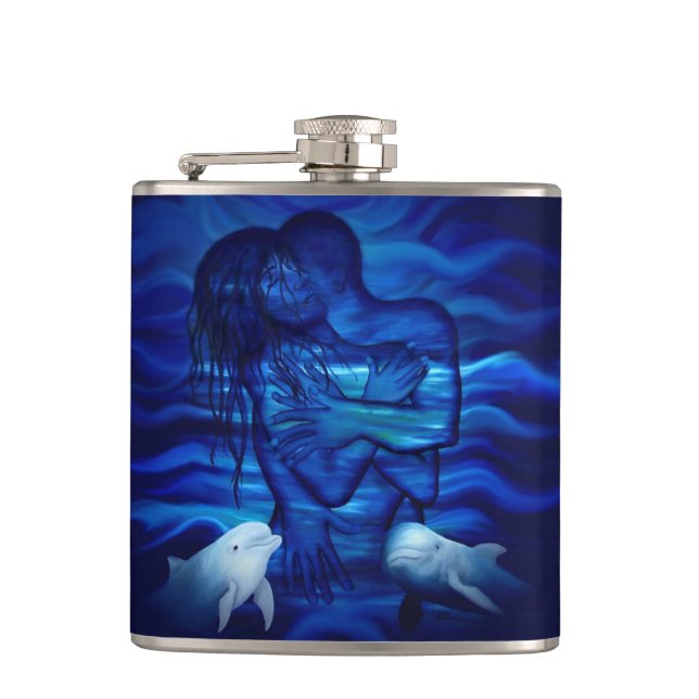 Love, Passion act - pair with Dolphin pair Hip Flask (Front)
