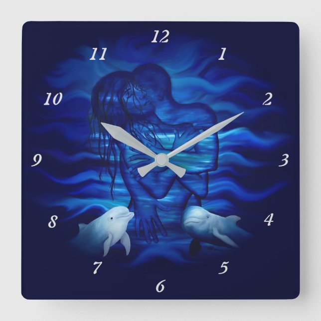 Love, Passion act - pair with Dolphin pair Square Wall Clock (Front)