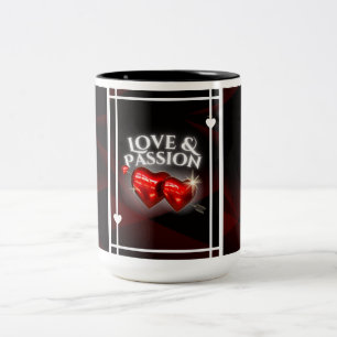 Love & Passion Mug - Red Glowing Hearts on Black