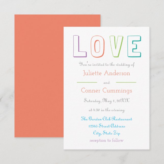 LOVE pastel - 3x5 Wedding Invitation (Front/Back)