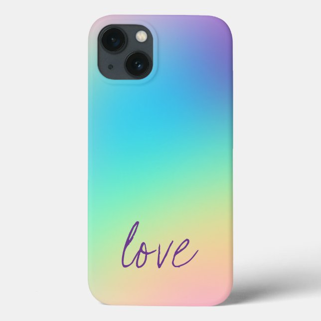 "Love" Pastel Rainbow Gradient Design Case-Mate iPhone Case (Back)
