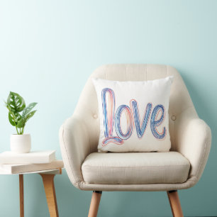 Love Pastel Scribble Slogan Cushion