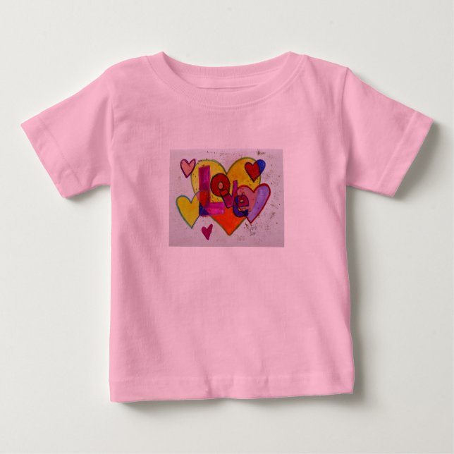 Love Patchwork Hearts Glitter Word Art Shirts (Front)