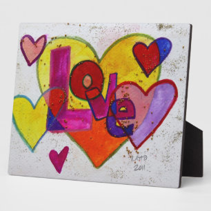 Love Patchwork Hearts Painting Poem Plaque