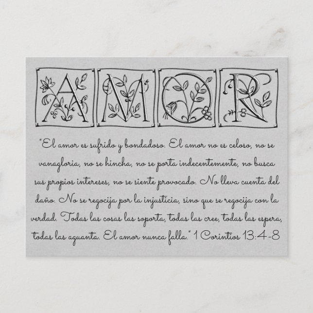 Love-Patient-Kind-Never Fails~Scrip~Wedding RSVP Invitation Postcard (Front)