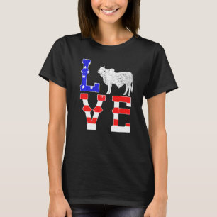 Love Patriotic Cow Farming Brahman Cattle T-Shirt