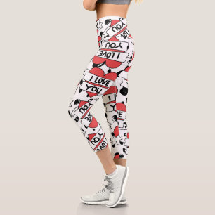 Love Pattern Capri Leggings