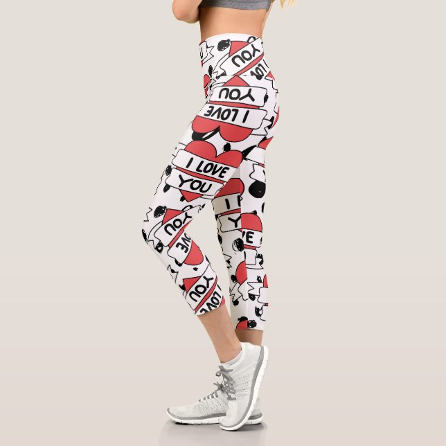 Love Pattern Capri Leggings (Left)